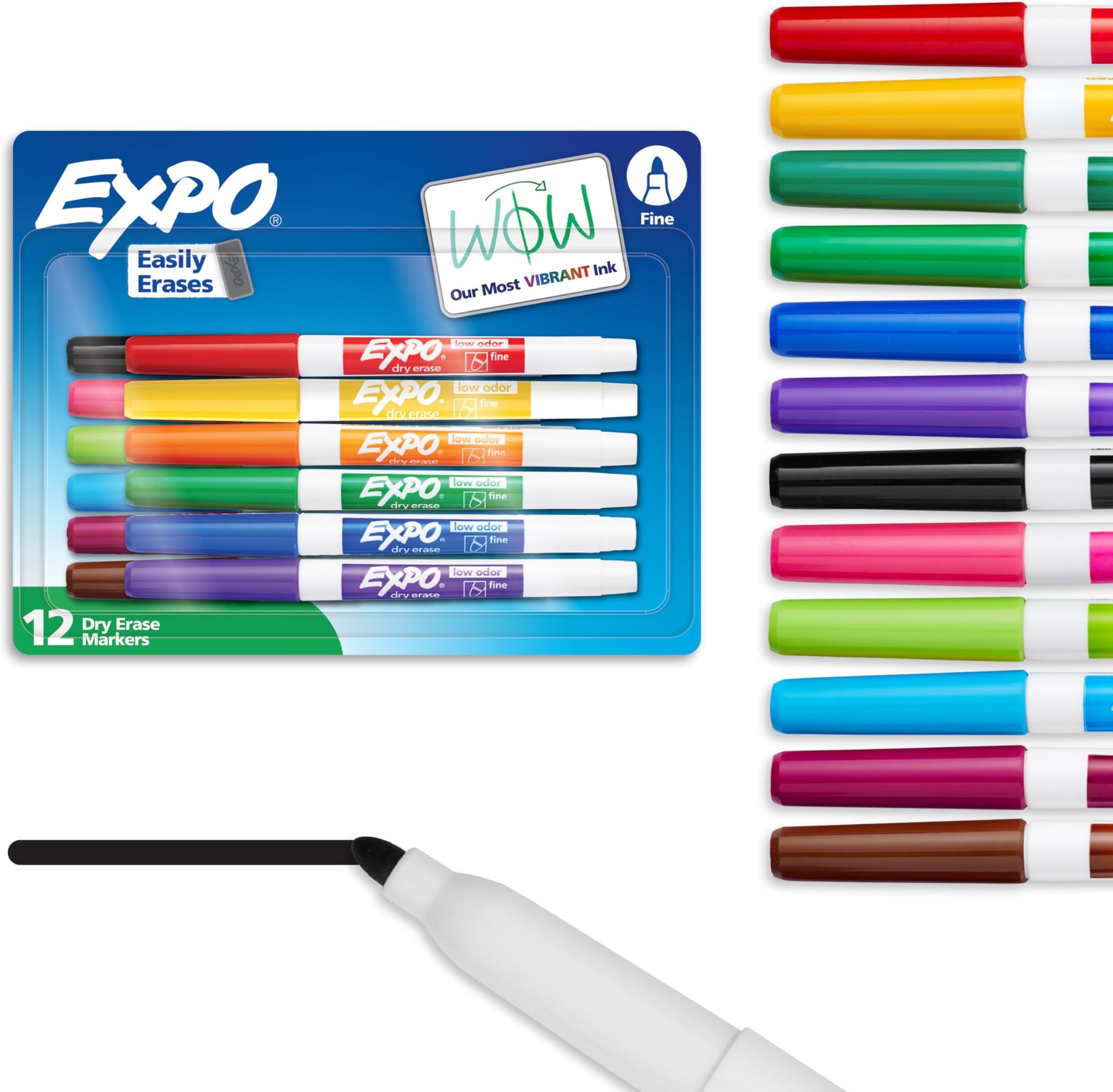 EXPO Dry Erase Markers, Low Odor Ink, Assorted Colors, Fine Tip,Back to School, Teacher, Classroom, Office Supplies (Pack of 96)