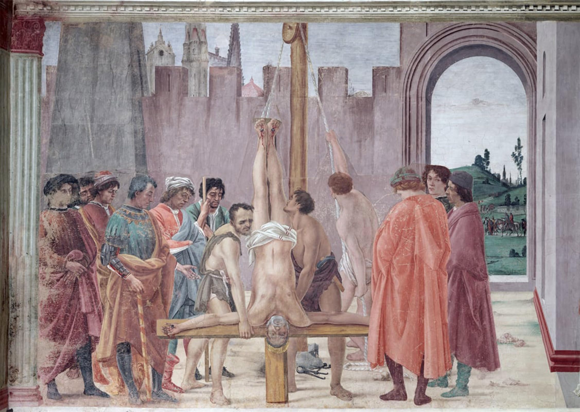 SERENDIPITP Abstract Painting Mural Print Picture Wall Decor Painting the Crucifixion of St Peter by Filippino Lippi Vintage Wall Artwork for Home Decor 60x90cm