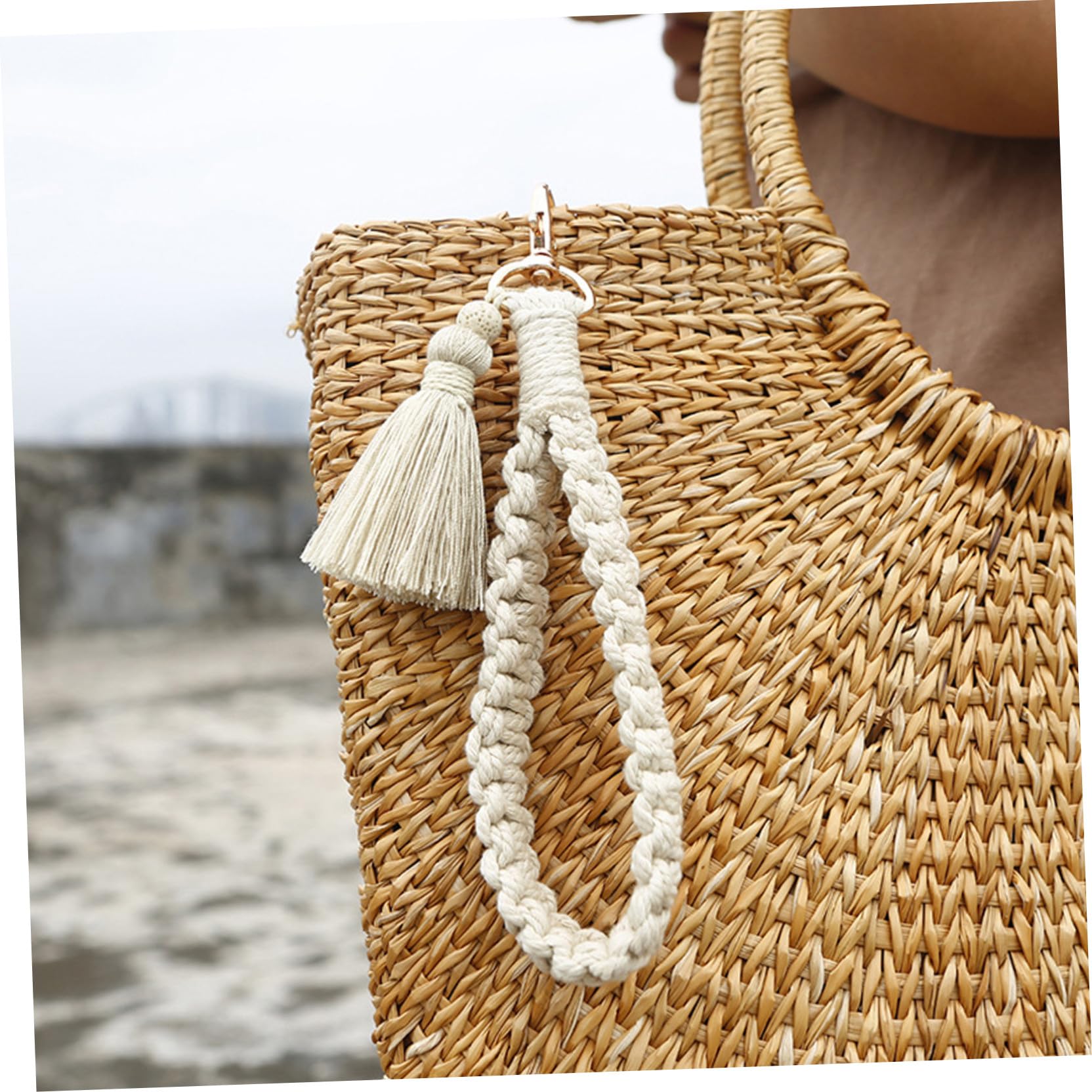 SHERCHPRY 2 llaveros de borla para mujer, cordón de muñeca, colgante de teléfono, llavero de macramé, llavero de langosta