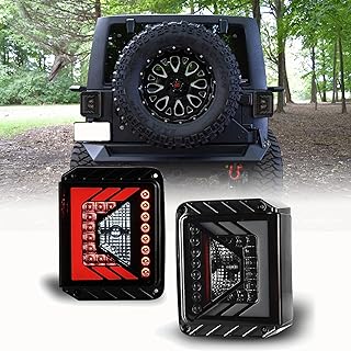 LED Tail Light Fit for 2007-2018 Jeep Wrangler JK/JKU, 2007-2018 JK/JKU LED Tail Lights Replacement,1 Pair(Black Smoke Lens)