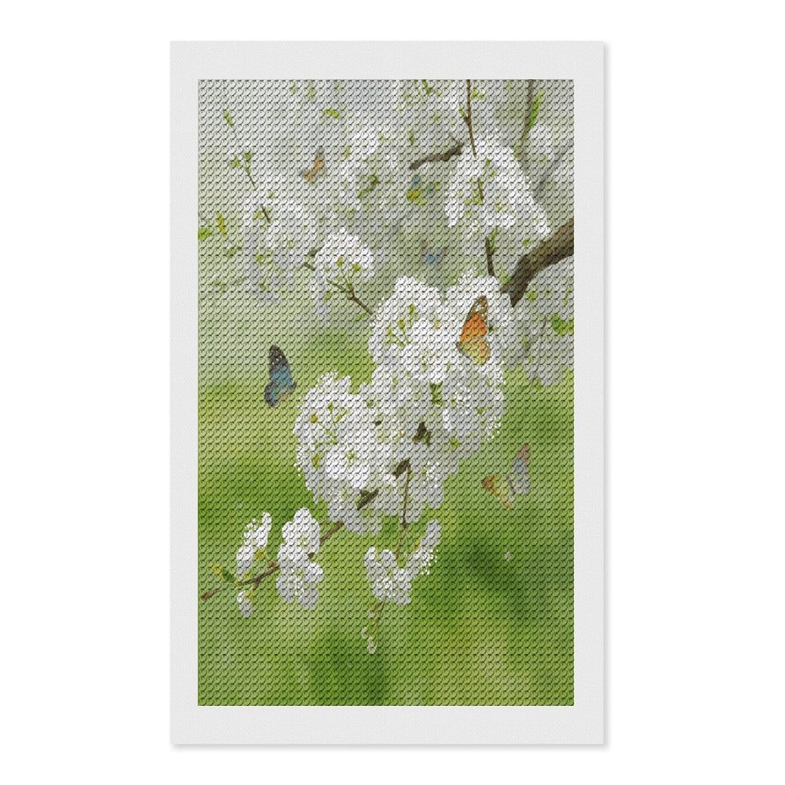 FekiLoot Snow Accompanies Butterflies Diamond Art Kits for Adults Diamond Painting Kits for Beginners DIY Diamond Art Kits Round Full Drill Diamond Dot Gem Painting for Home Wall Decor Gift 12"x20"
