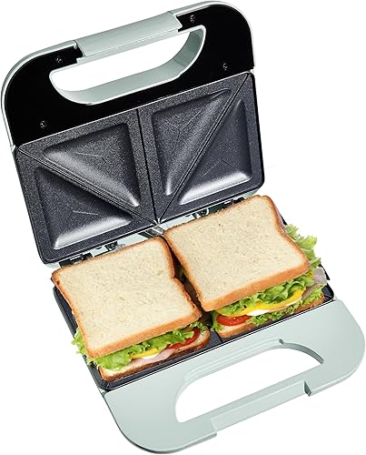 COOK WITH COLOR Sandwichera - 750 vatios, placas antiadherentes, fácil de limpiar, carcasa de tacto fresco y pies antideslizantes, salvia