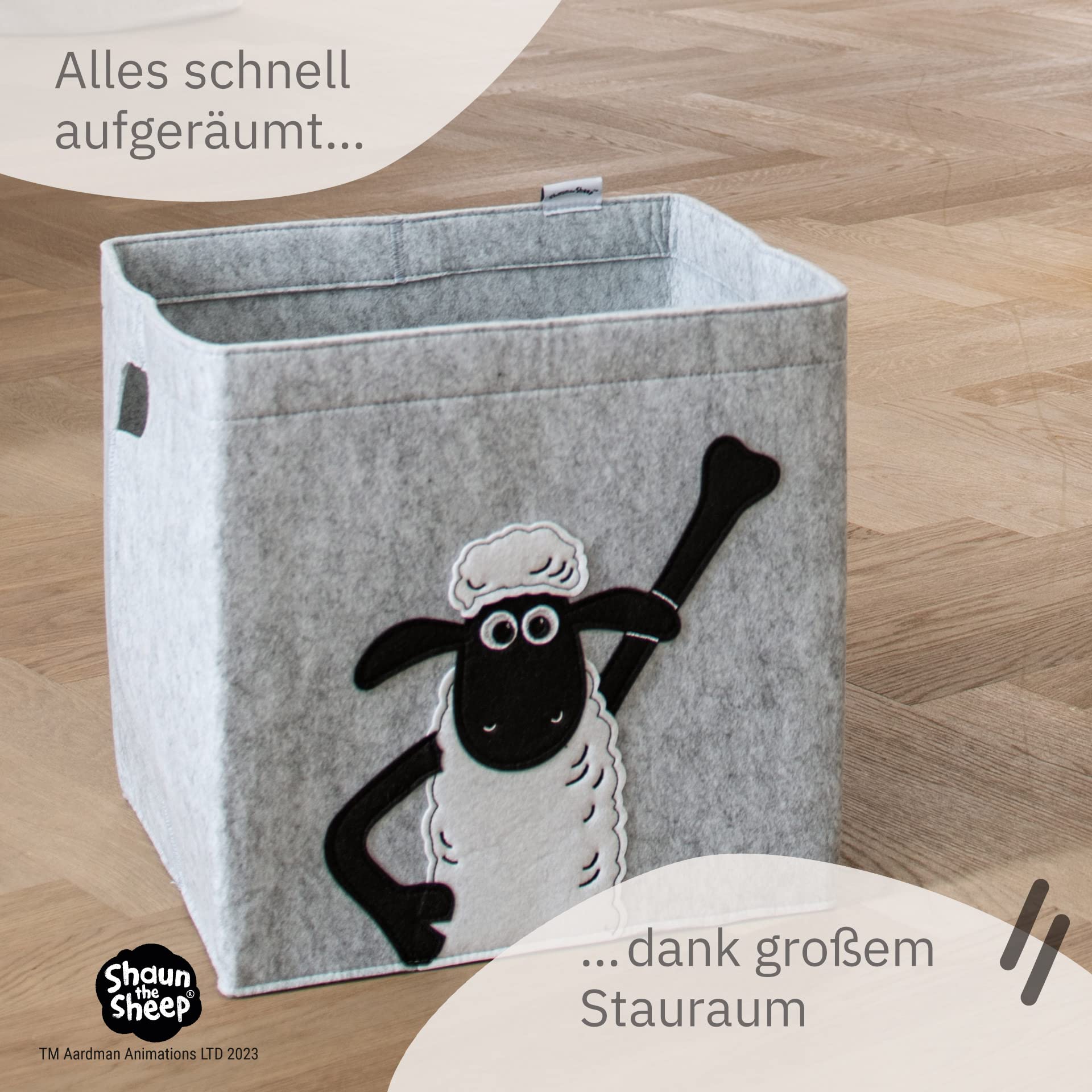 meets Shaun das Schaf Aufbewahrungsbox für Kinder – Filz-Box mit dem kultigen Schaf zum Verstauen von Spielzeug – 30 x 30 x 30 cm passend für klassische Würfelregale