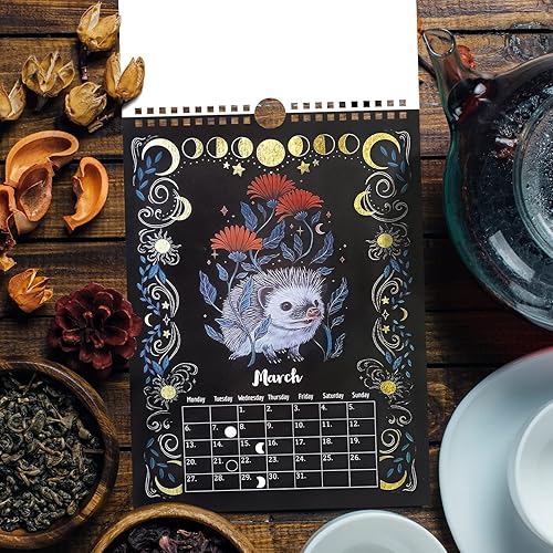 Miniatura 3 de Calendario lunar de bosque oscuro 2023 con 12 ilustraciones originales calendarios colgantes de pared mensuales para aniversarios de Navidad regalo