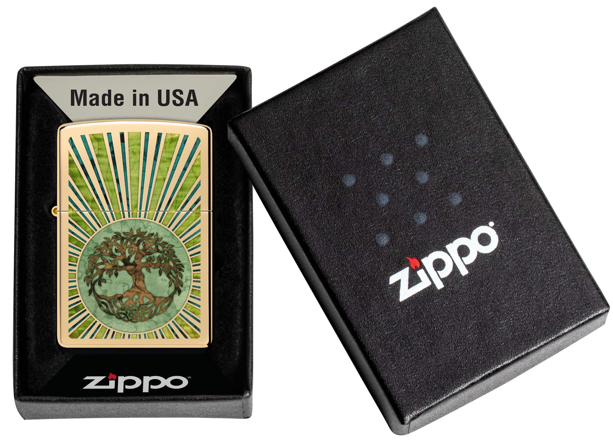Zippo Briquet tempête Spiritual, Spirituel, Laiton Poli, Fusion, Rechargeable, réutilisable, Design Coupe-Vent, boîte Cadeau, fabriqué aux États-Unis