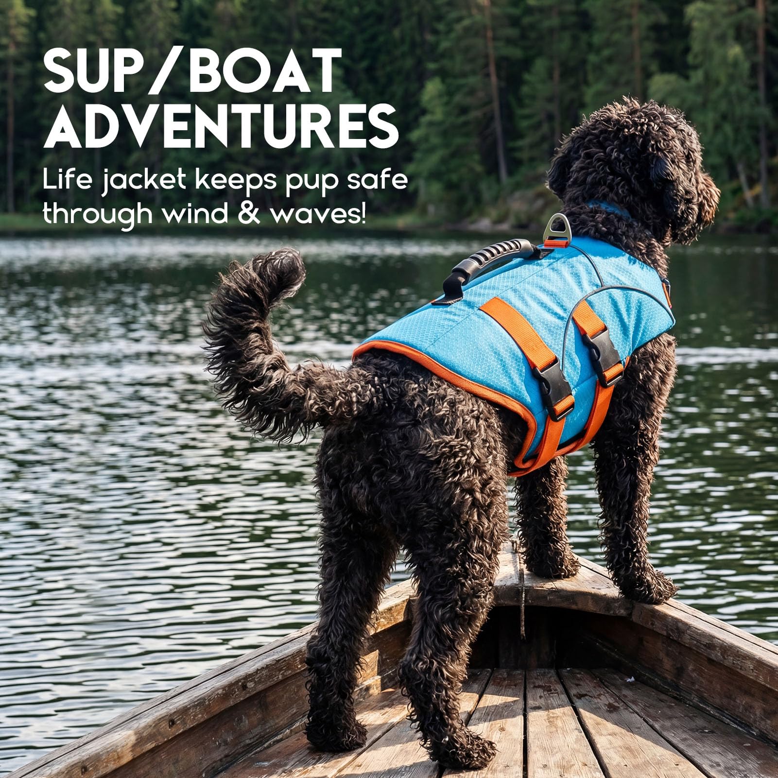 ASENKU Chaleco Salvavidas para Perros para Perros Pequeños, Medianos y Grandes, Arnés Ajustable + Asa de Transporte, Bandas Reflectantes, Ideal para Natación, Paseos en Barco y Actividades Acuáticas