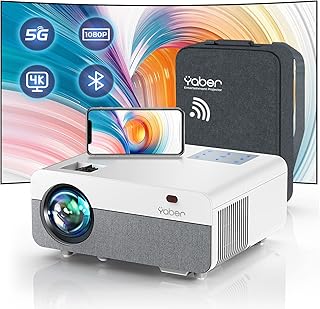 YABER Pro Y9 usb Projector 5G WiFi Bluetooth,Full HD 1080P Projector 400ANSI Lumen 4K Supported, 4P/4D Keystone Correction, Zoom, Projector Home Cinema Come with Screen for IOS/Android/TV Stick