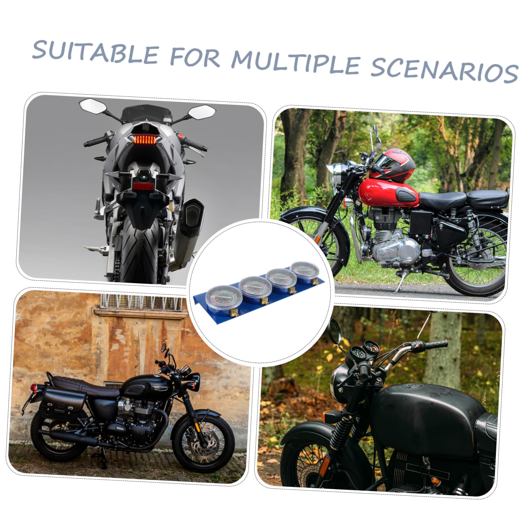 Ciieeo Manomètre à Vide 4 Cylindres Kit Complet Réglage Carburateurs Moto Outil Diagnostic Automobile Entretien