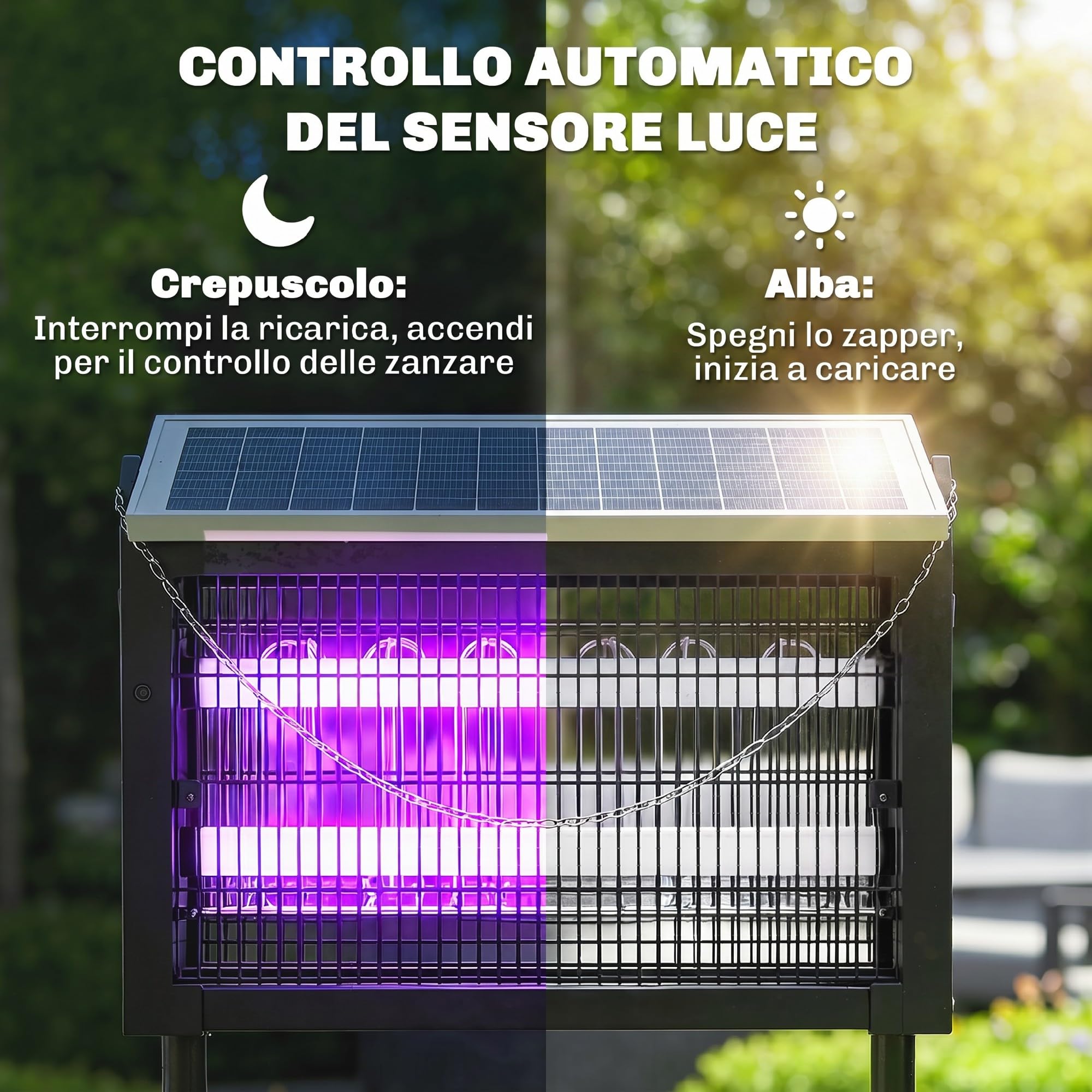 Outsunny Lampada Antizanzare da Esterno Energia Solare 45x18x90 cm Nero | Zanzariera, Ricarica USB Interna, Luce Anti Insetti Elettroinsetticida, Rete di Protezione