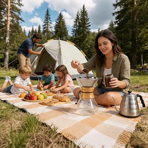 Miniatura 4 de Subjectthree - Gotero de café para verter sobre café, 8 tazas, jarra de vidrio con filtro para oficina en casa, camping, fácil de limpiar (8