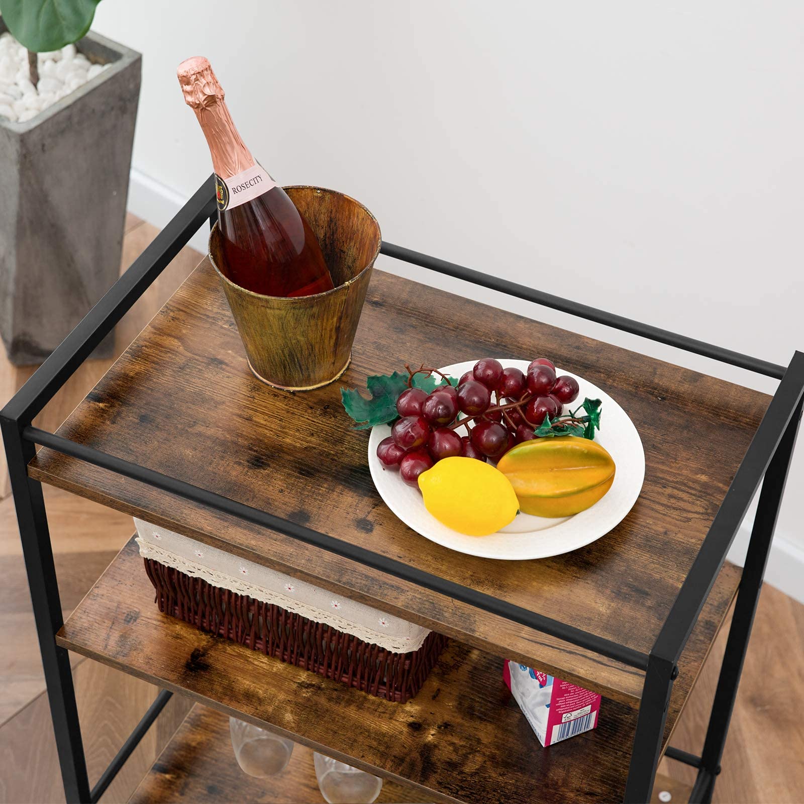 Buy HOOBRO Bar Cart for The Home, Serving Cart with Wine Glasses Hooks