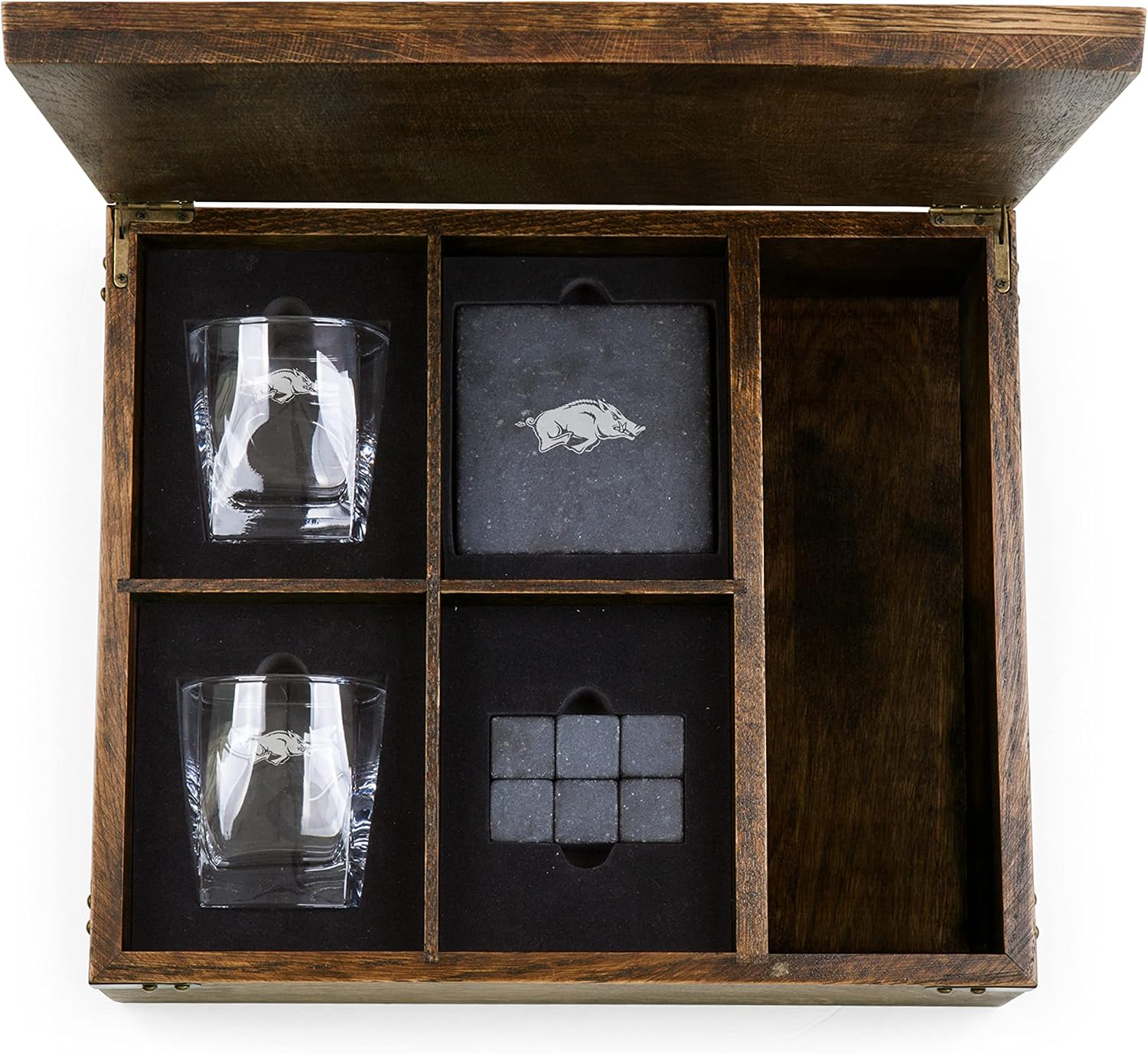 PICNIC TIME NCAA Unisex-Adult NCAA Whiskey Box Gift Set, Whiskey Glasses Set of 2, Whiskey Stones Gift Set