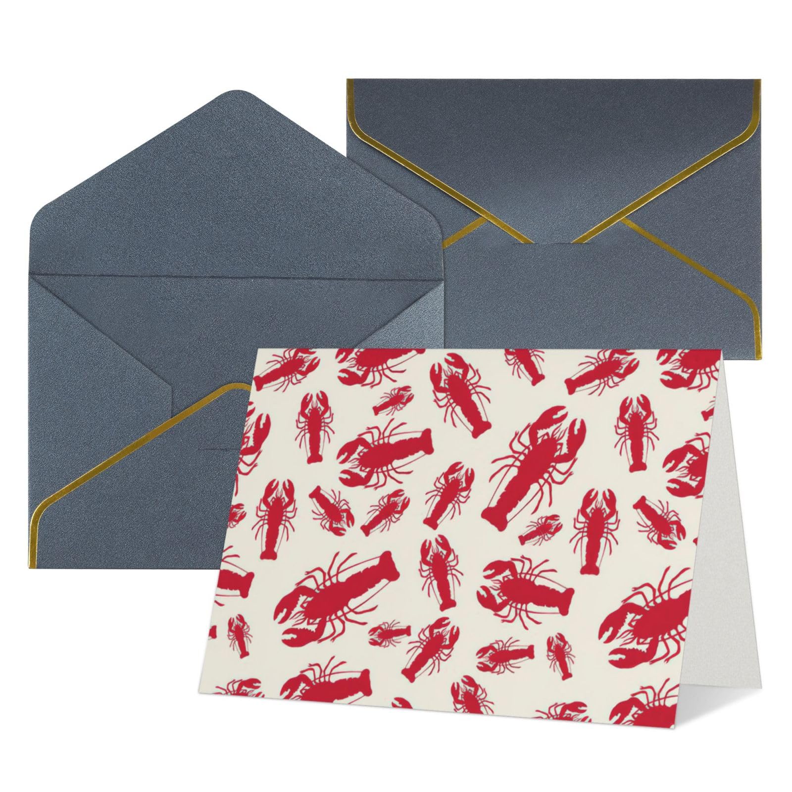 All Occasion Red Lobster Print Greeting Cards,Blank Inside,with envelope,Suitable for friends family