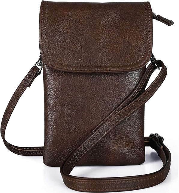 befen Genuine Leather Phone Bag, Real Leather Phone Purse Wallet, Small Cell Phone Cross Body Bag for Women with Long Strap and Key Ring - Fit 8 Plus or Phone Less 6.5 Inch