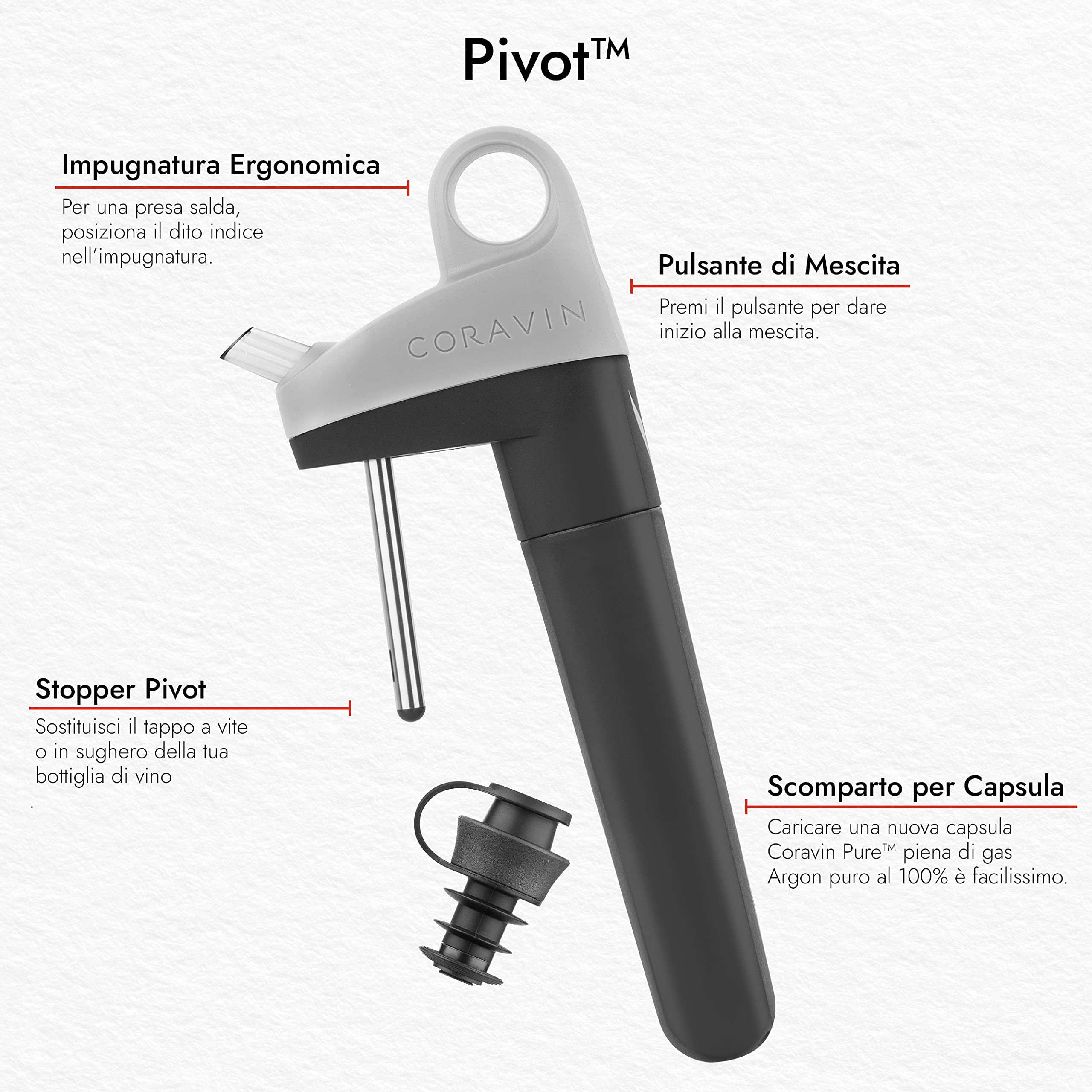 Amazon | Coravin Pivot ワイン保存システム グレー アルゴンガス