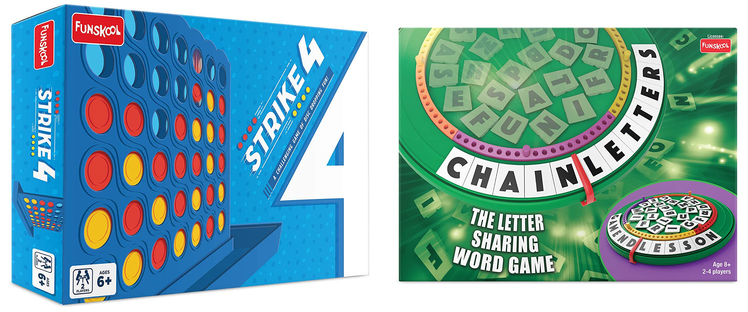 Funskool Games - Strike 4,Classic Disc Dropping Game,Get 4 in A Row,Connect Game,2 Players,6&Above&Funskool Games,8&Above,Multicolor