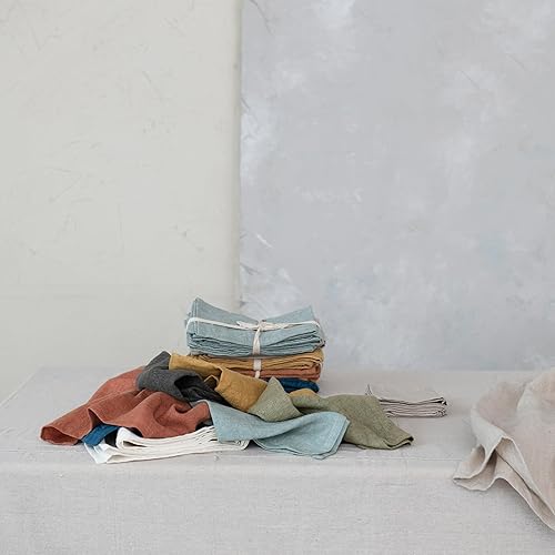 Miniatura 4 de Creative Co-Op Juego de 4 servilletas cuadradas de lino lavado a la piedra de 18 pulgadas, color menta, juego de 4 servilletas