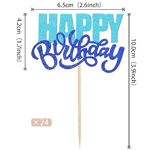 Miniatura 2 de 24 piezas de decoración para cupcakes de cumpleaños con purpurina de doble capa para celebrar el tema de baby shower, niños y niñas, cumpleaños,