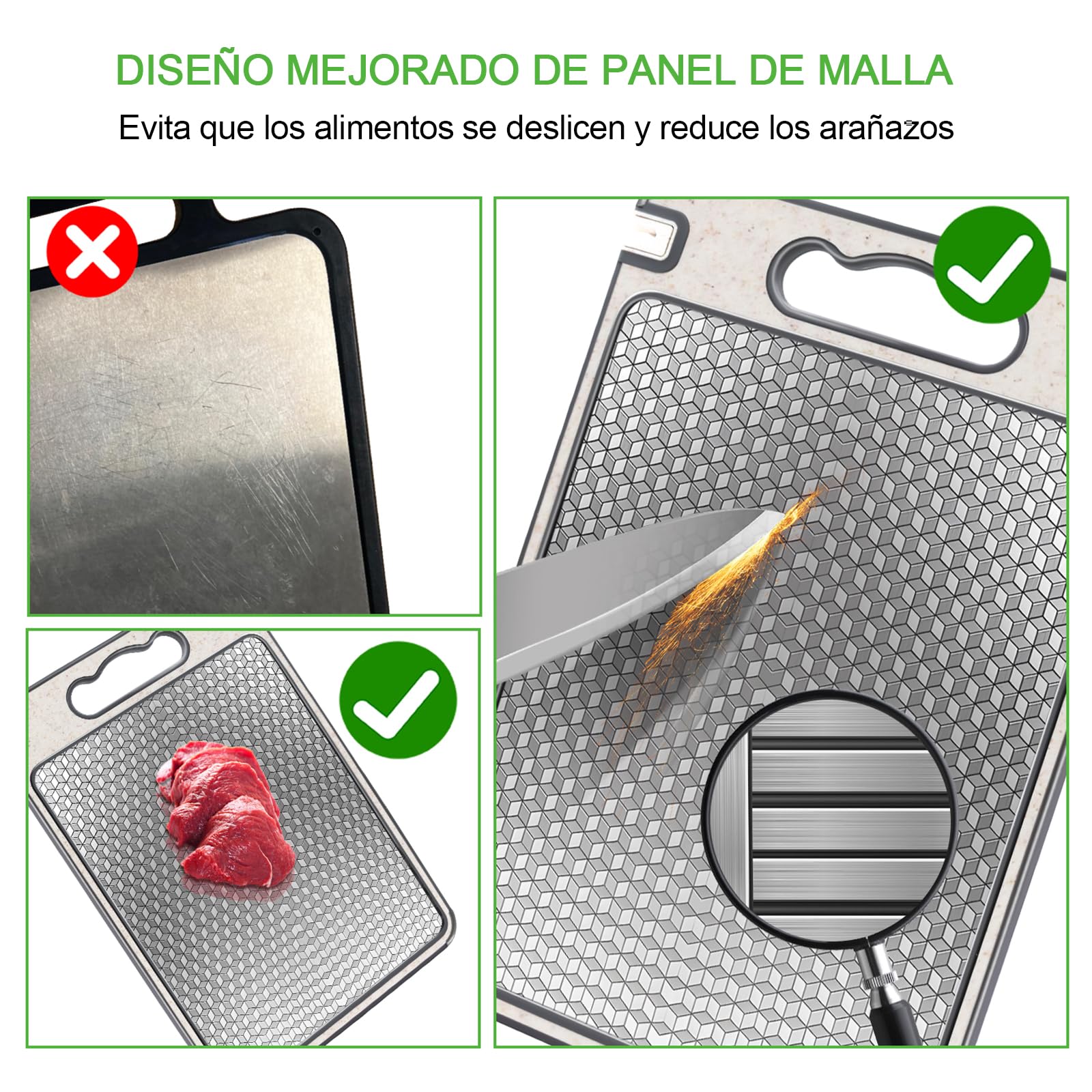 Tabla De Cortar De Acero Inoxidable Doble Cara De 40 Cm | Meses Sin Interés