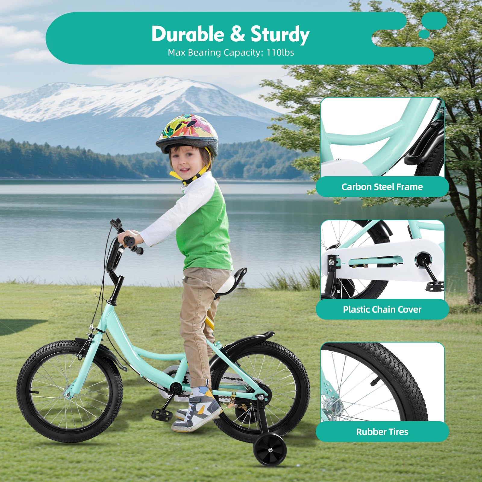 Vélo enfant 16 pouces avec stabilisateurs hauteur réglable