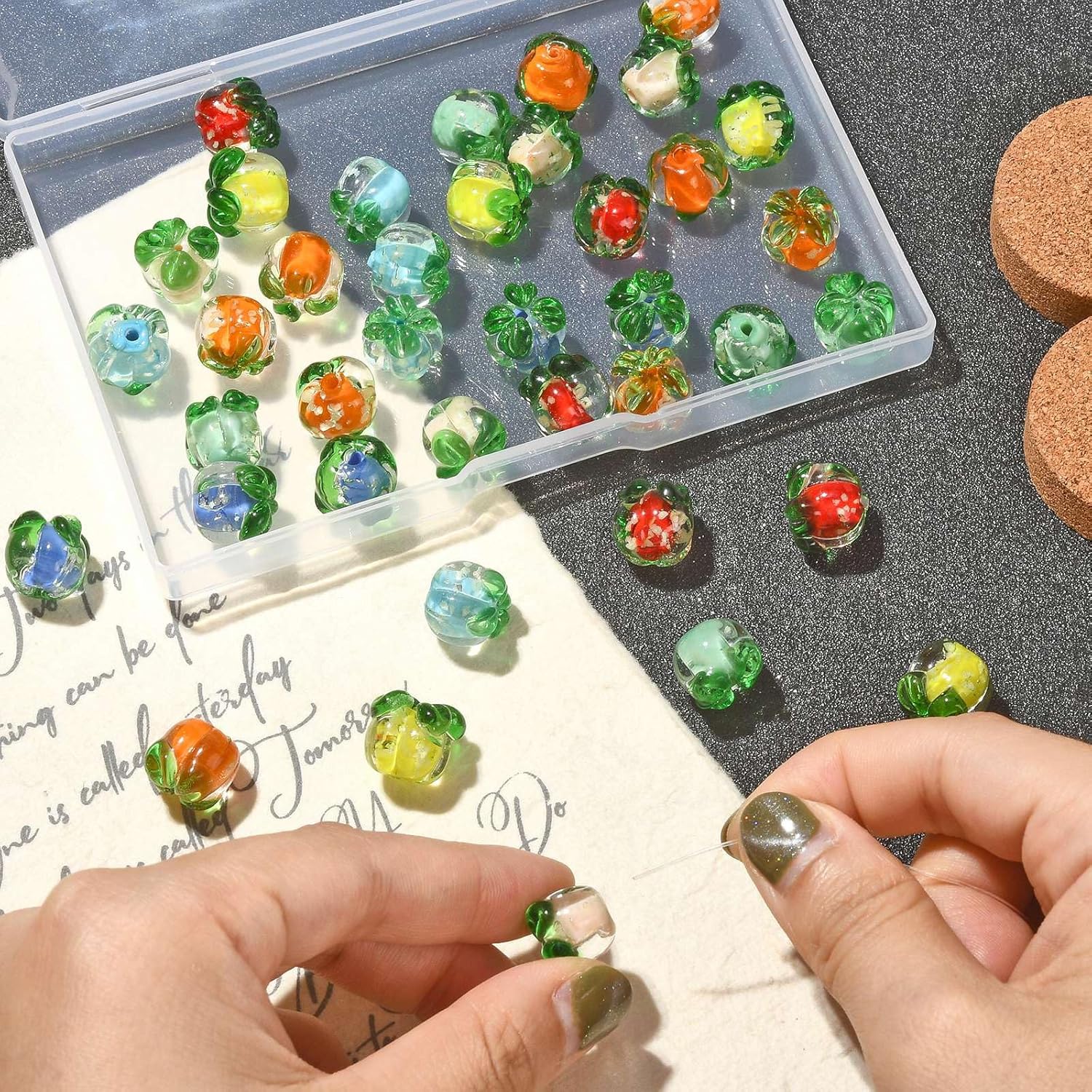 KitBeads 40pcs 8 Colors Lampwork Fruit Glass Beads - Transparent Persimmon 3D Spacer Beads for Jewelry Making Bulk - Image 5