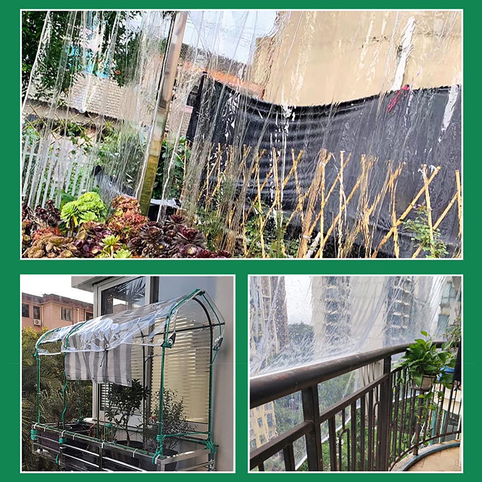 Heavy Du Bâche Imperméable 2,1 x 4,5 m - Bâche transparente avec œillets, indéchirable, anti-âge, anti-poussière pour terrasse, jardin, balcon, serre - 0,35 mm d'épaisseur