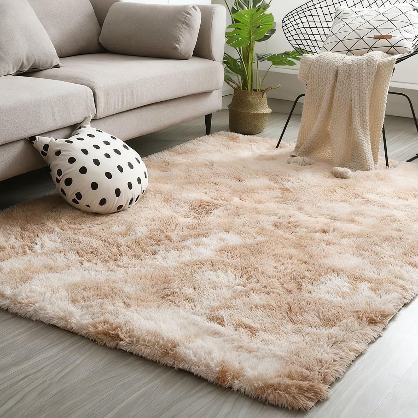 Tapis salon long shaggy kaki pour réchauffer votre chambre