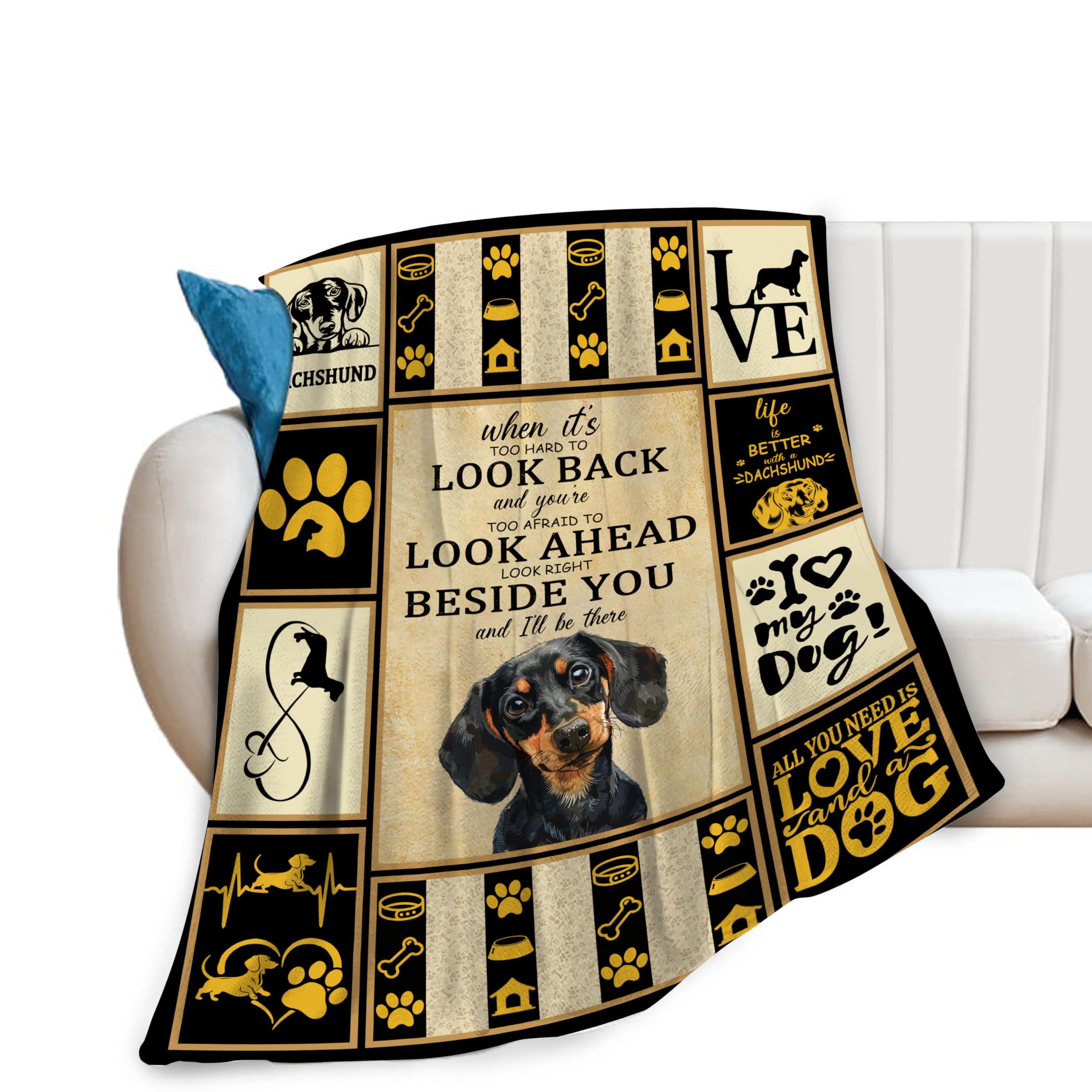 Dachshund Blanket, Cozy Fleece Flannel, Plush, Bedding, Dachshund, Gifts for Women, Men, Boys, Teenagers, Girls, Adults, for Couch, Sofa, Bed, Decoration, 101.6 x 127.7 cm