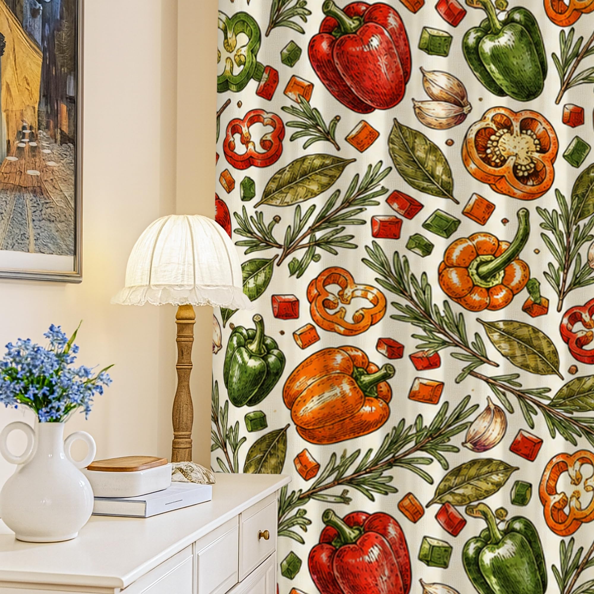 Rideaux occultants 132x213 cm rouge automne avec motifs cloches