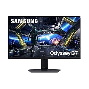 Samsung 32 Odyssey G7 (G70D) 4K UHD IPS 144Hz 1ms(GtG) Smart Gaming Monitor, G-Sync Compatible, AMD Freesync Premium, Vivid Colors, Adjustable Stand, Black Equalizer, LS32DG702ENXZA
