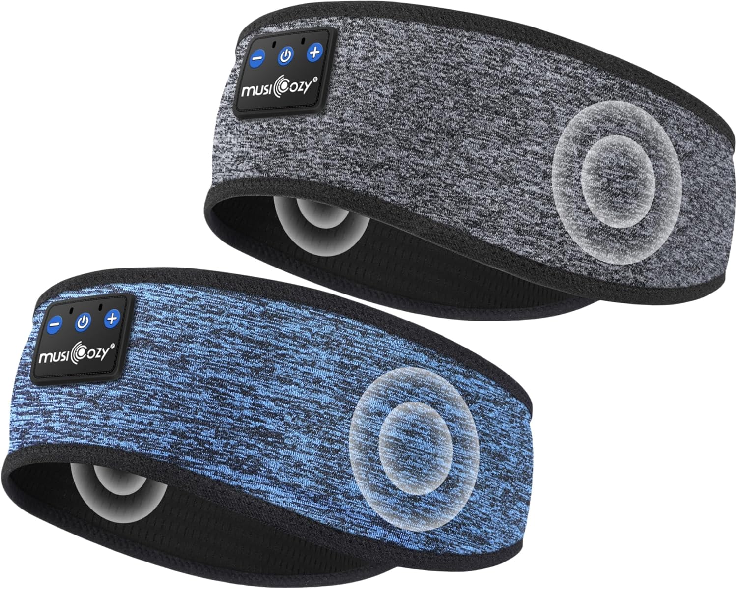 MUSICOZY Sleep Headphones Bluetooth Headband, Wireless Music Sleeping Headphones Sleep Mask Earbuds with Mic for Side Sleepers Workout Running Travel Yoga, Pack of 2