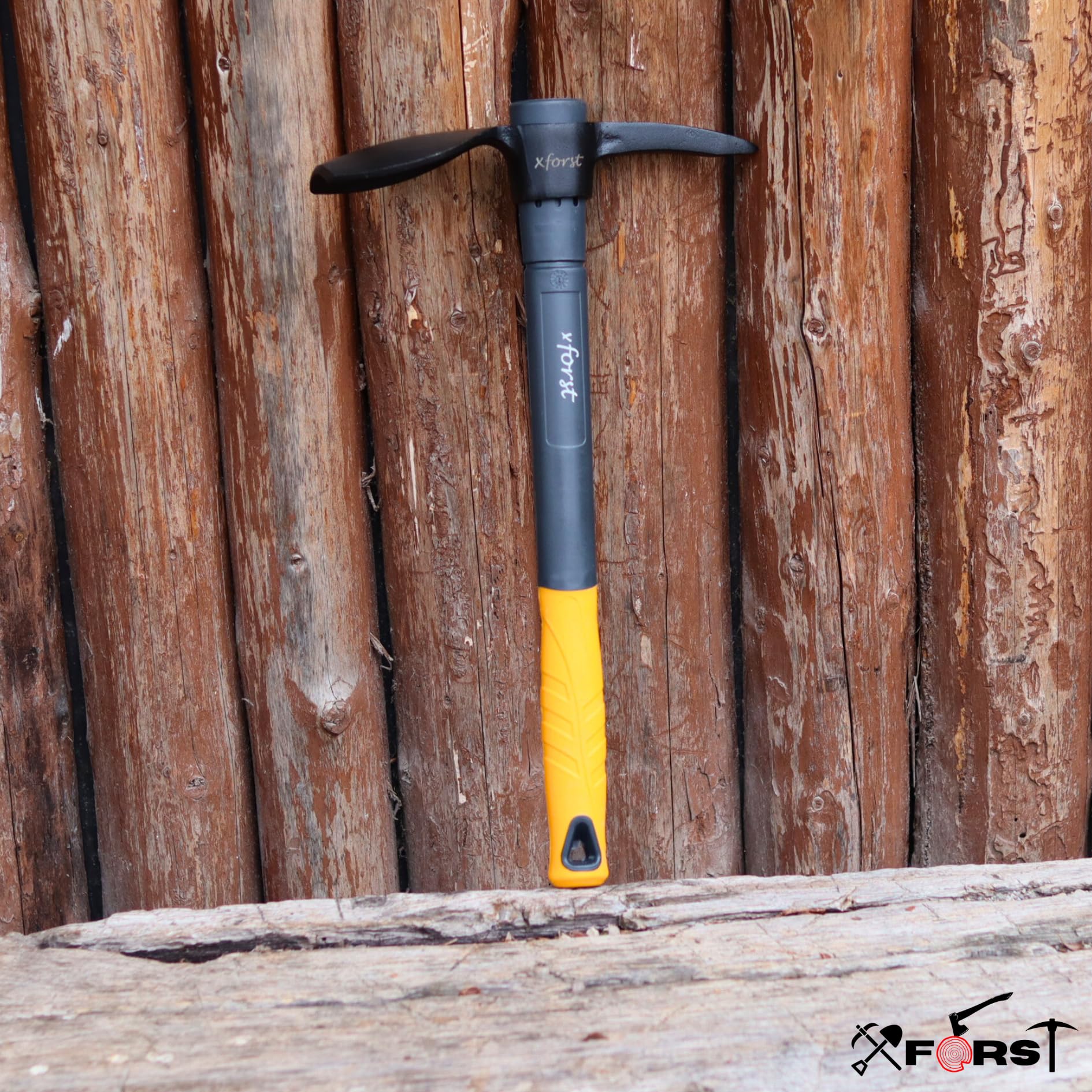 Xforst Piccolo piccone X-M3A – Piccone da giardino con manico in fibra di vetro e testa in acciaio – Piccola zappa per giardino, campeggio, piante e aiuole – 40 cm – Durevole ed ergonomico