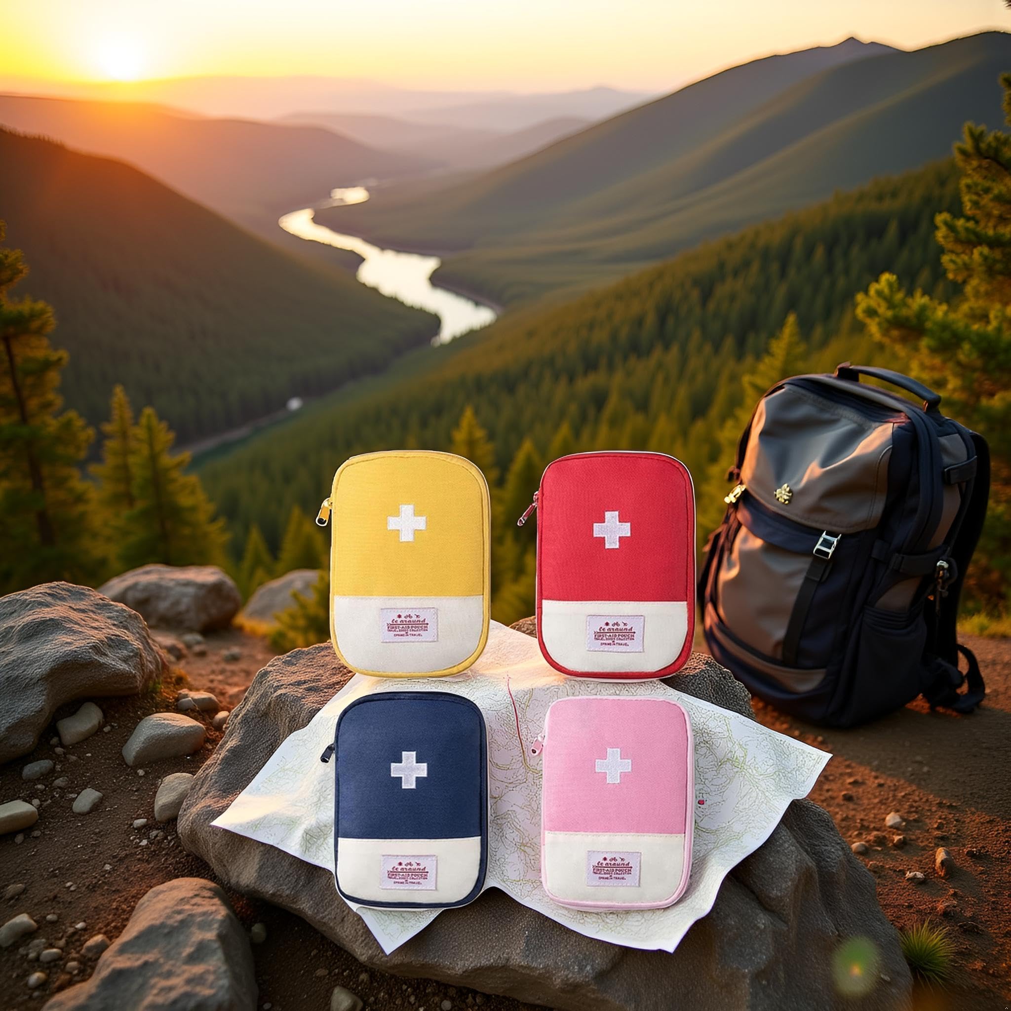 4 bolsas pequeñas vacías de primeros auxilios de viaje, bolsa de rescate médico portátil para primeros auxilios al aire libre, multifunción, bolsa organizadora de almacenamiento de medicamentos de