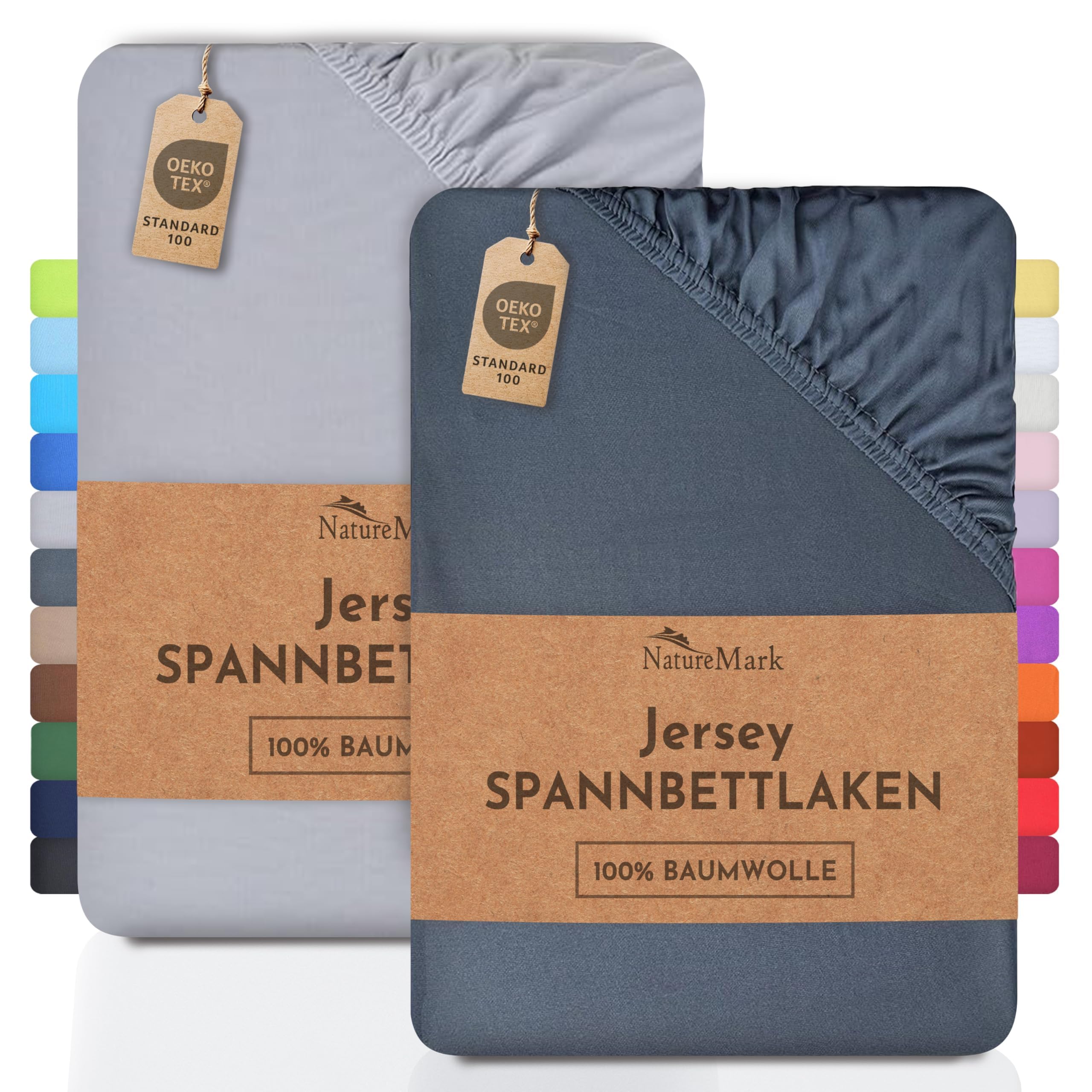 2 Jersey Spannbettlaken Spannbetttuch Baumwolle Qualität Ökotex Standard 100