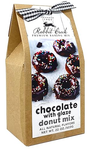 Rabbit Creek Mezcla de donas de chocolate con glaseado  Con glaseado glaseado incluido  Donas horneadas, no fritas  Mezcla para hornear donas