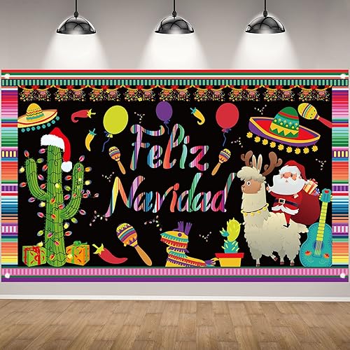 Decoraciones de Feliz Navidad, telón de fondo para fotografía, pancarta de Navidad mexicana, decoraciones de Navidad y suministros para fiesta en el