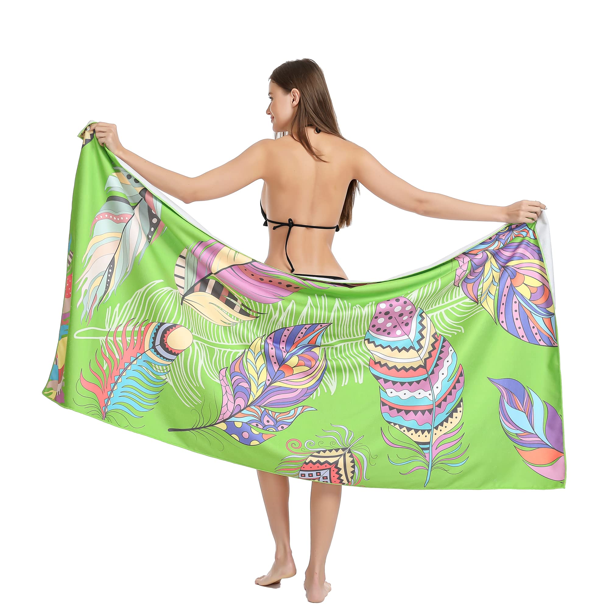 GIOFOPHY Beach Towel Oversized Travel Towel with Pouch 72x36 Inch High Absorbent Microfiber Pool Towel Sports Towel Large Camping Towel Beach Blanket Beach Towels for Adults (Plume)