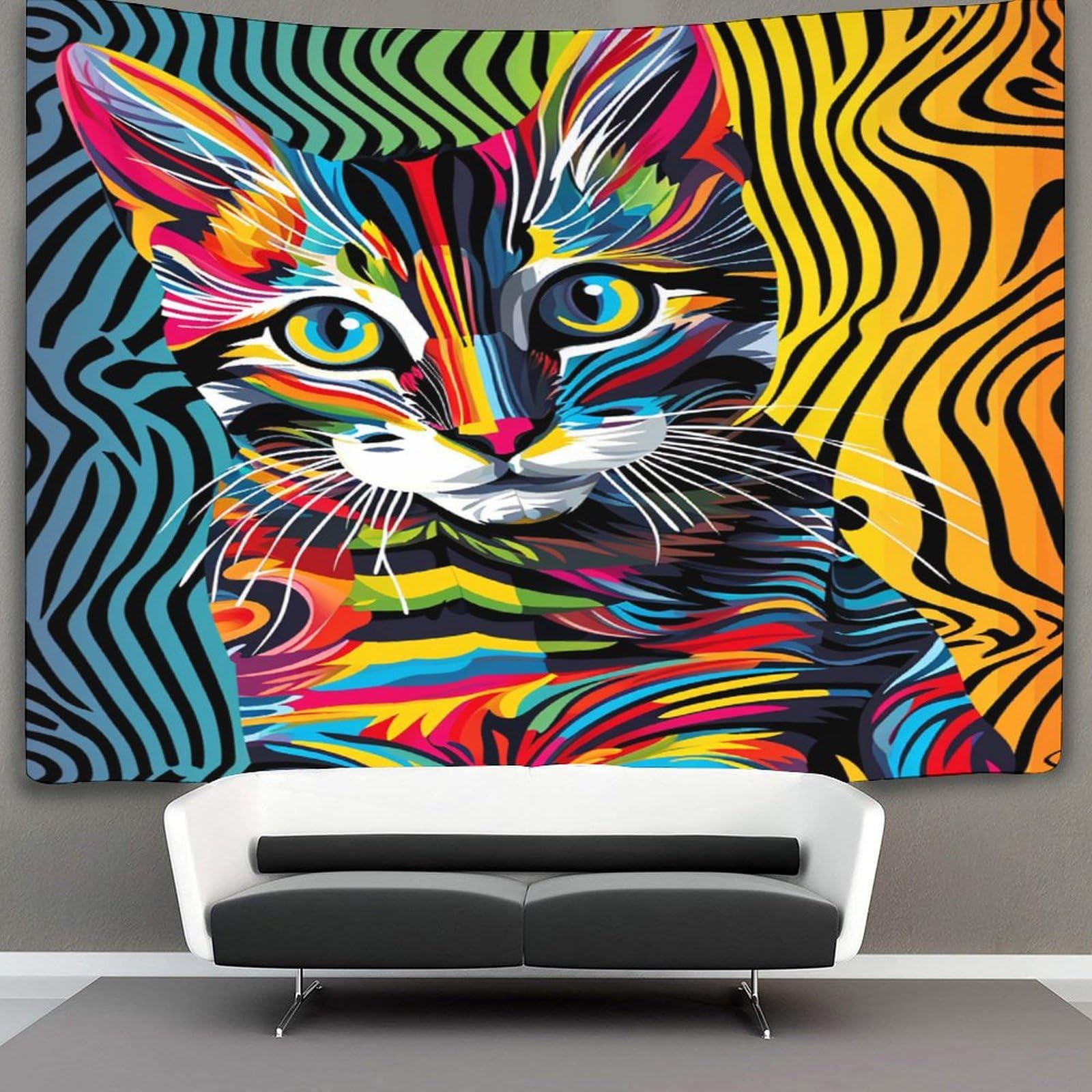 kaiyun Cute Cat Tapestry Cartoon Animals Tapestries 3D Wall Hanging Home Decorations for Room 180cmx230cm