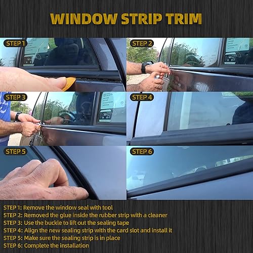 Miniatura 5 de Dasbecan 4 correas de sellado de moldura de ventana de automóvil compatibles con Toyota Corolla CELESXRS 2003-2008 Reemplazan # 7573002180