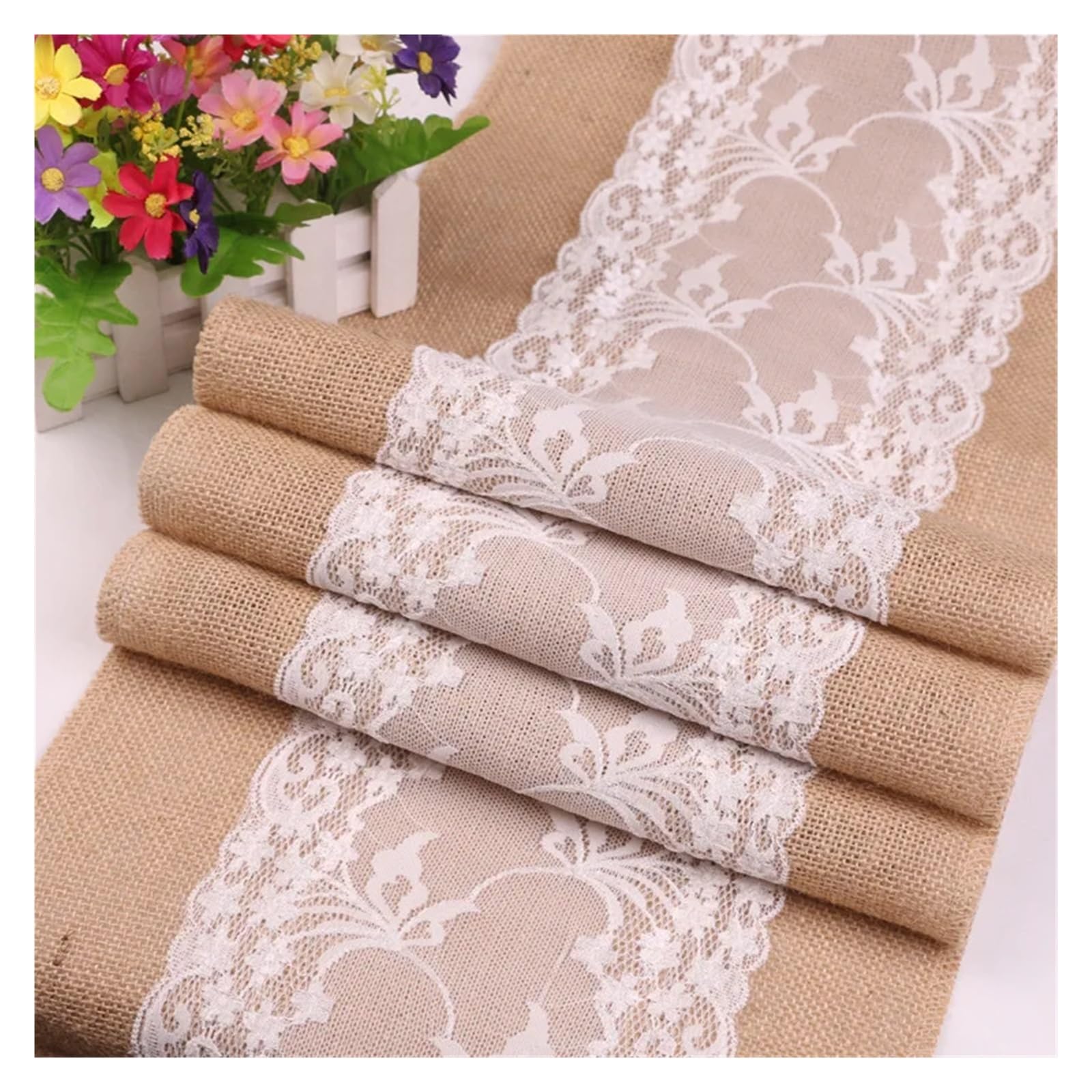 Runner Da Tavola Natalizio 275 cm juta lino iuta tavolo gadget matrimonio sala da pranzo tovaglia ristorante runner(Lace 1)