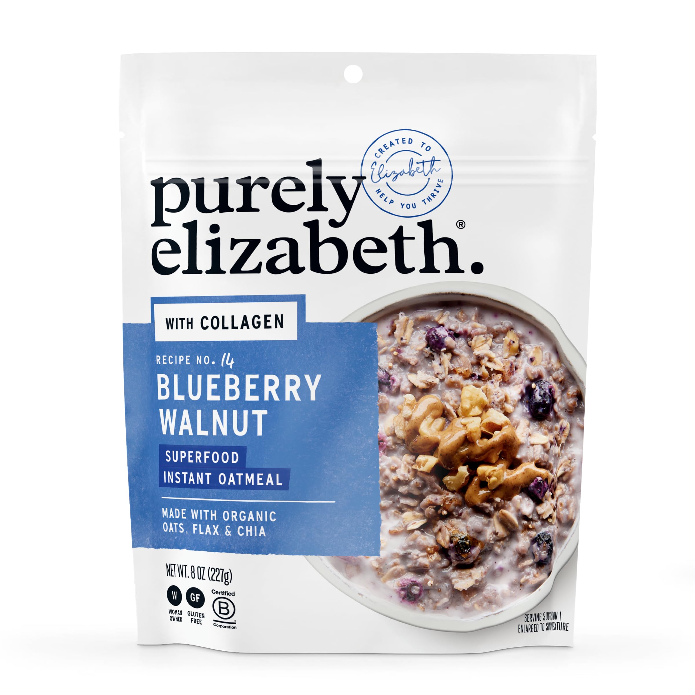 purely elizabethBlueberry Walnut Collagen Protein Oats, 8 OZ