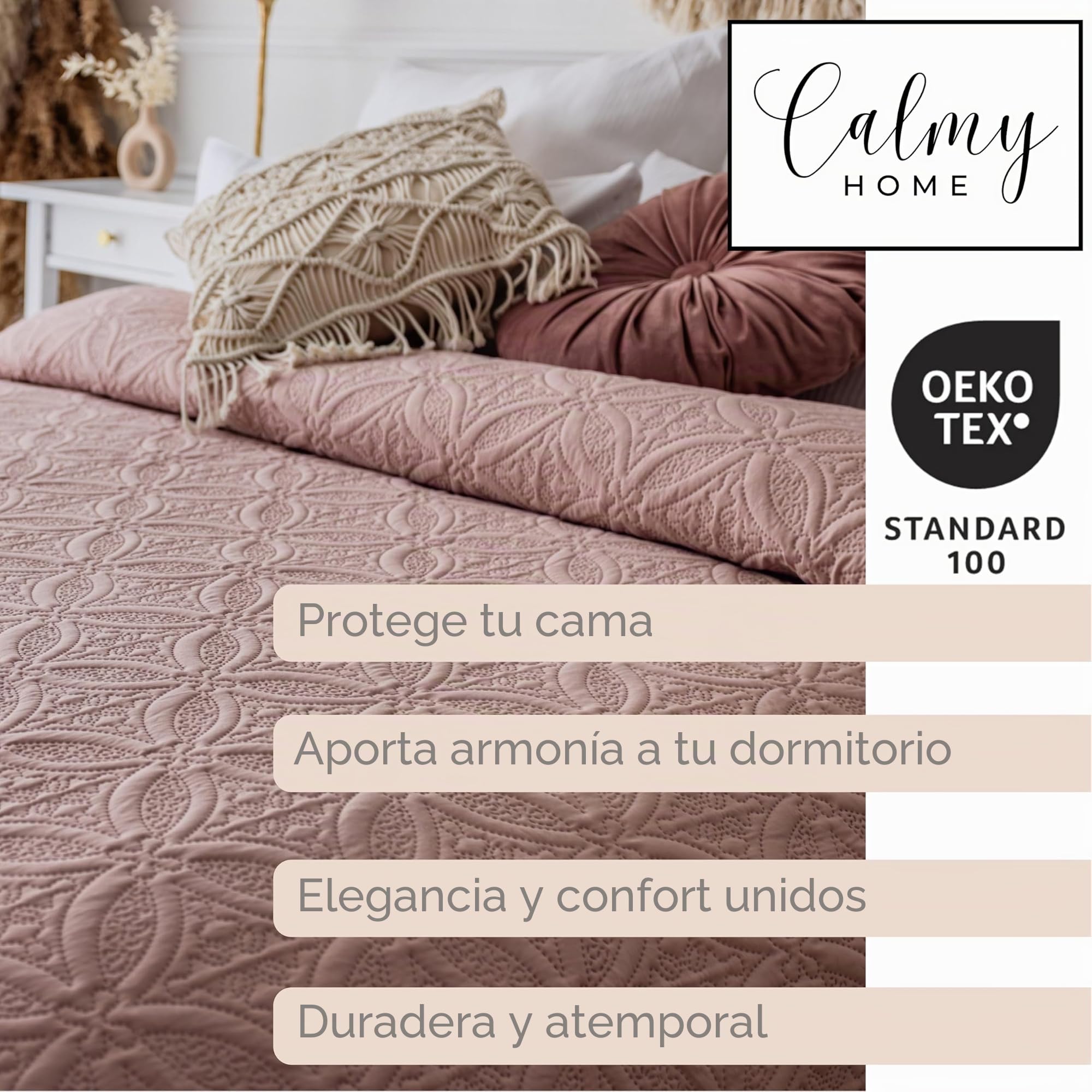 Colcha para cama con adornos, 240 x 260 cm, manta para sofá, manta para sofá, manta de día XXL, colcha acolchada (rosa viejo)