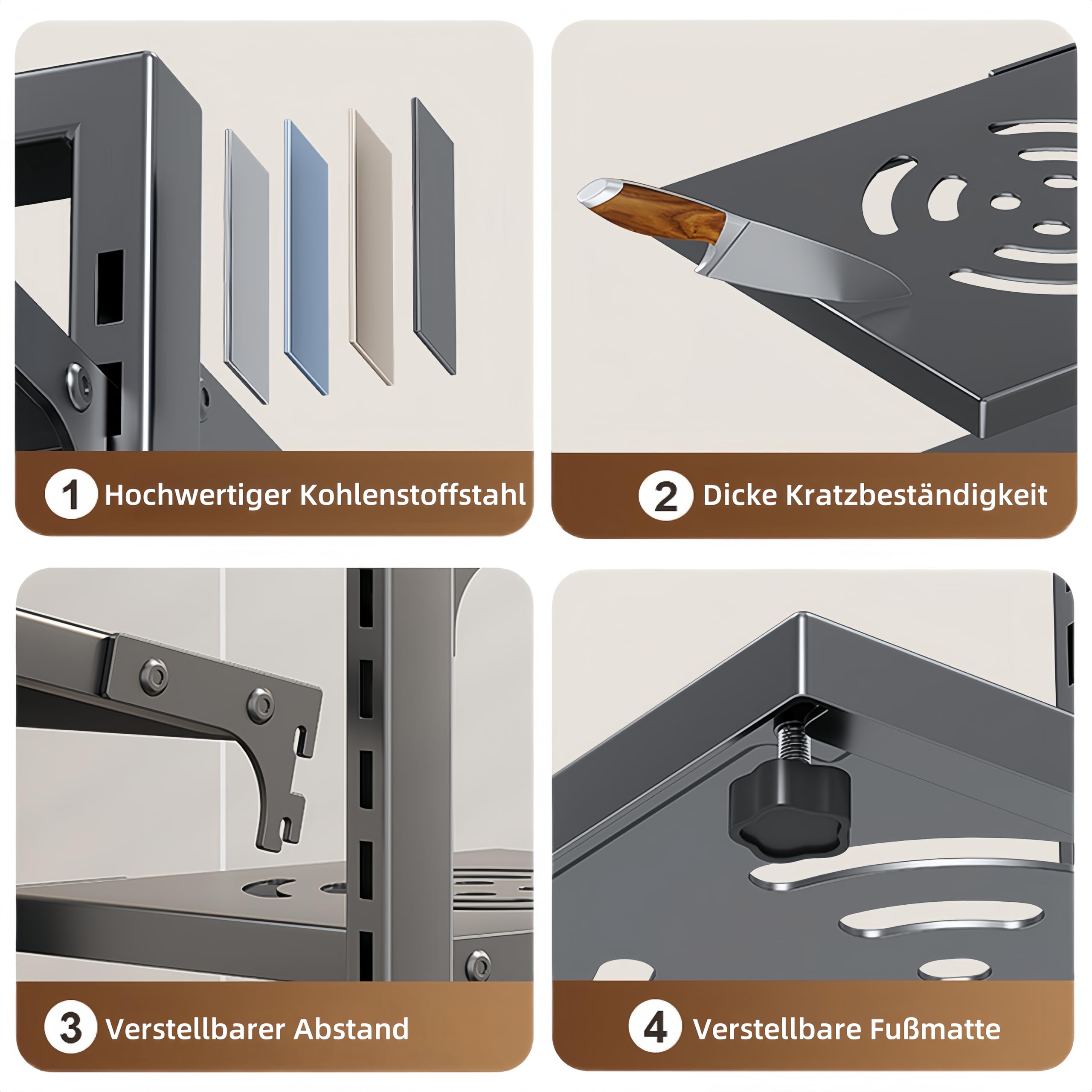 Töpfe Organizer für Schrank verstellbar Fächern Topf Pfannenhalter 4/5/7 Etagen Pfannen Organizer Pfannenständer mit Topfdeckelhalter für Küchenschrank (7 Etagen, Schwarz)