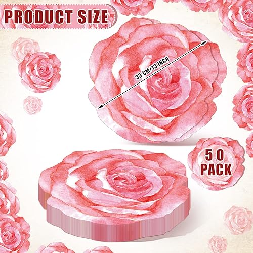 Miniatura 2 de Teling Paquete de 100 manteles individuales desechables florales rosas de 13 pulgadas para primavera y verano, manteles individuales de papel para