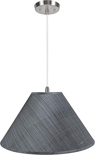 Aspen Creative 72203-11 Lámpara de techo colgante con pantalla de tela imperio de tapa dura de transición, gris-negro, 19 pulgadas de ancho, gris y
