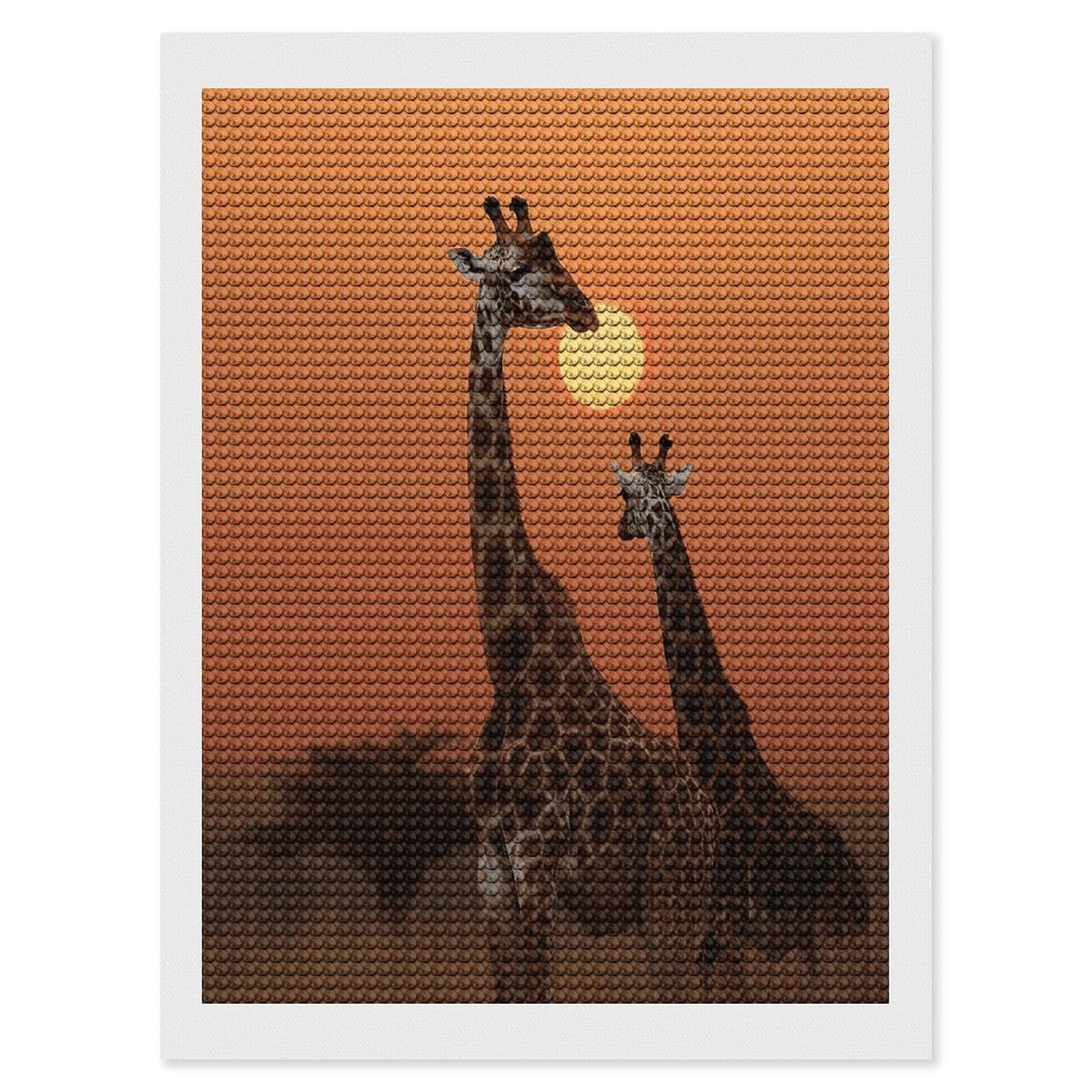 FekiLoot Giraffe at Sunset Diamond Art Kits for Adults Diamond Painting Kits for Beginners DIY Diamond Art Kits Round Full Drill Diamond Dot Gem Painting for Home Wall Decor Gift 12"x16"