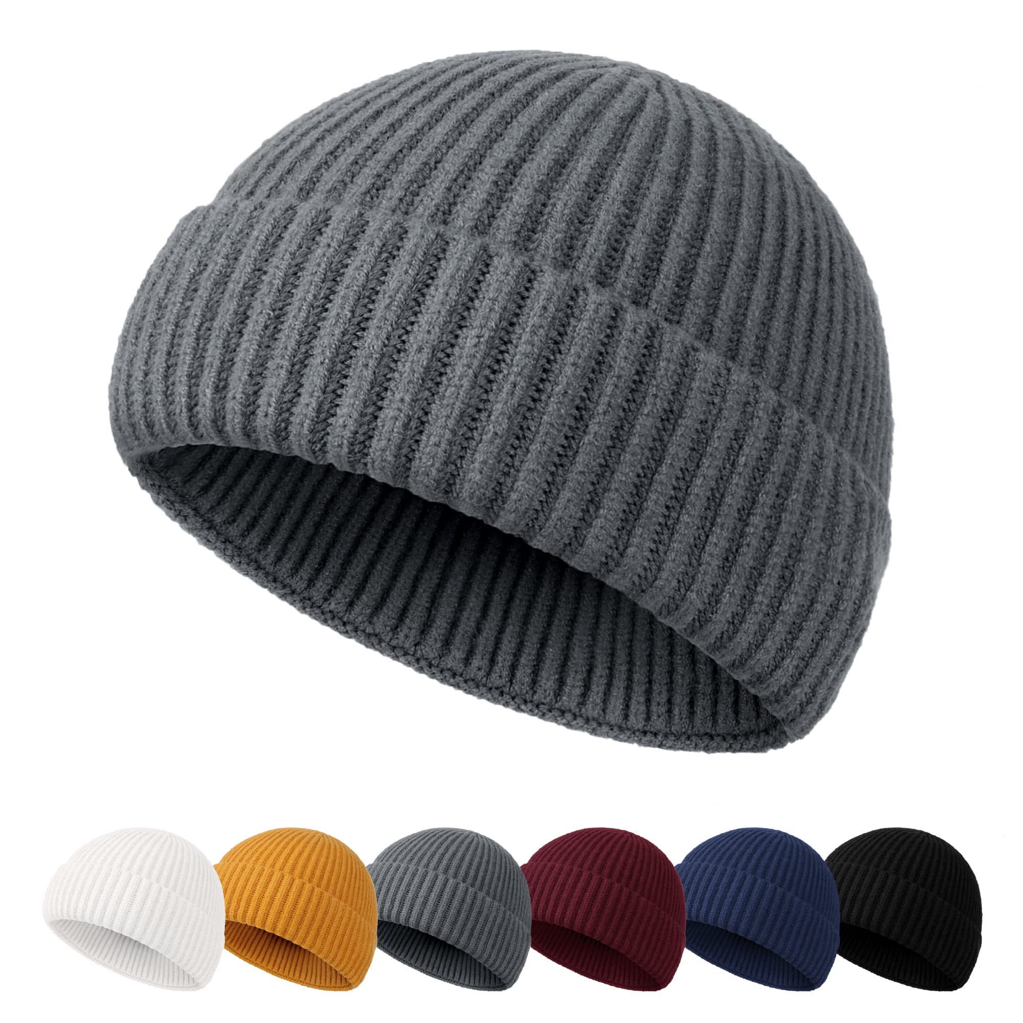 Neola Men's Grey Beanie Hat - Fisherman Beanie Trawler Beanie Knitted Cuffed Winter Hat Skullcap Gifts For Uk