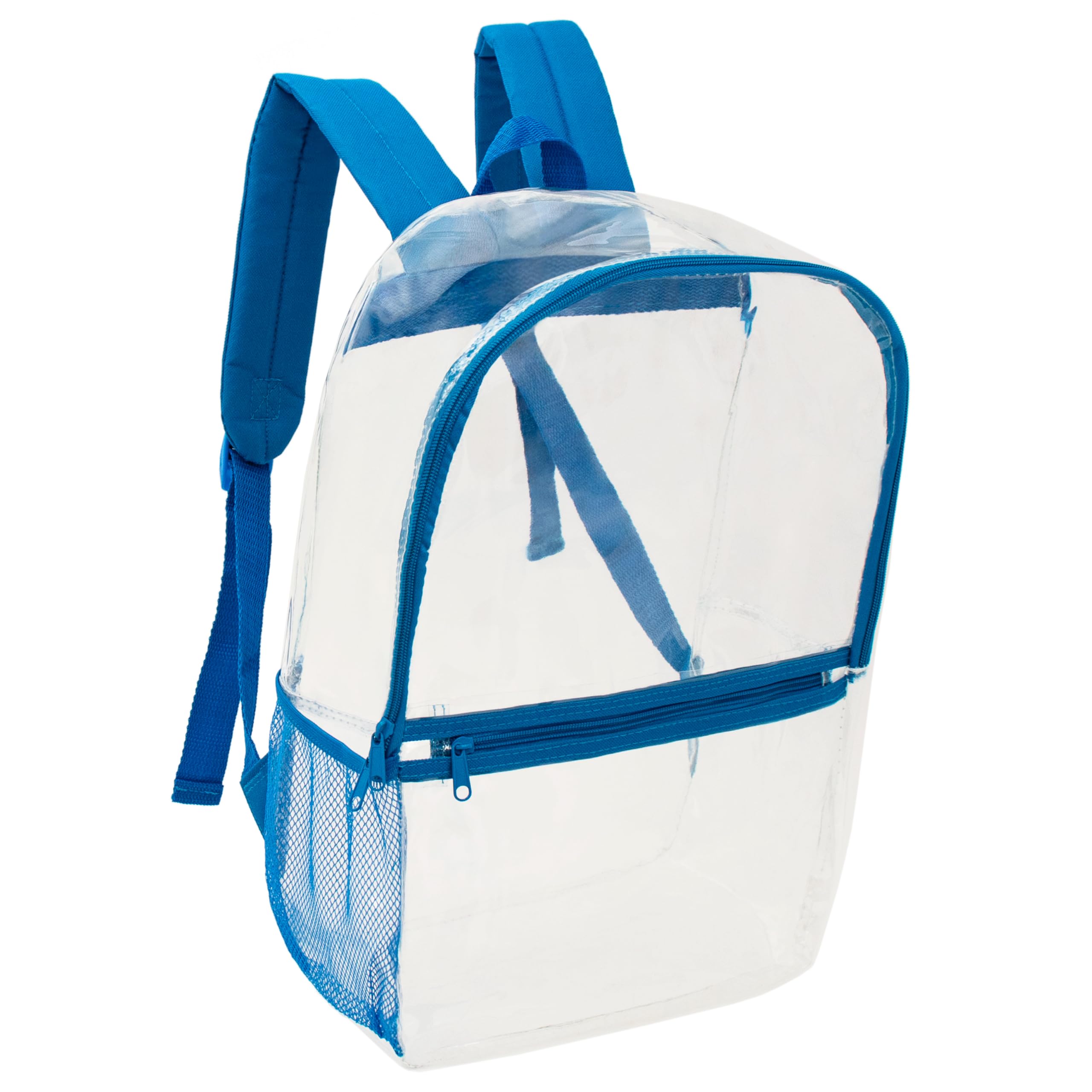 Moda West 17” Wholesale Clear PVC Backpacks in Assorted Colors 24-Pack – Bulk Case of 24