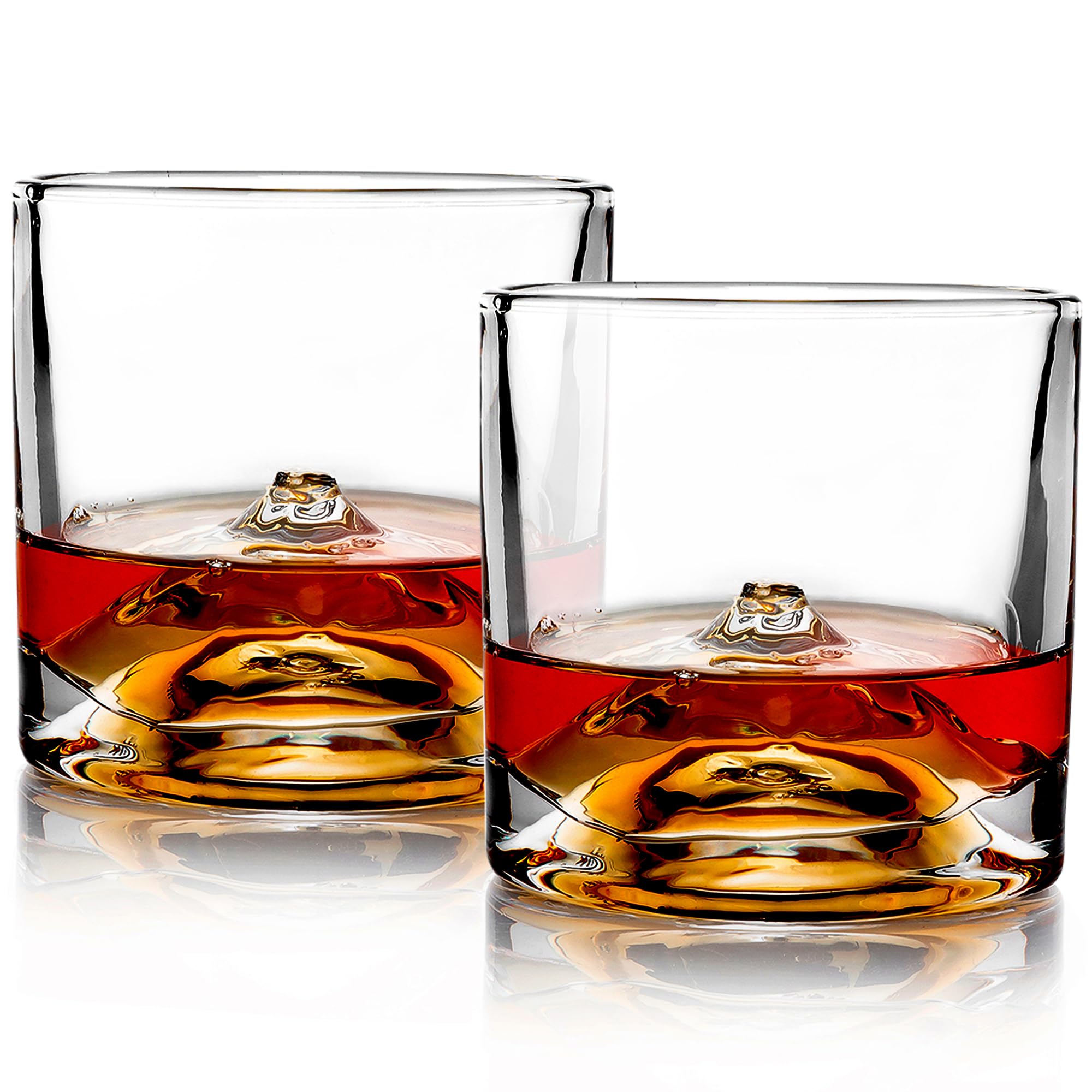LIITON Mount Fuji Verres à Whisky Cristal, Lot de 2, congelable, cadeau | Cristal épais à congeler: dégustez whisky, bourbon ou cocktails sans glaçons. Coffret cadeau pour homme.