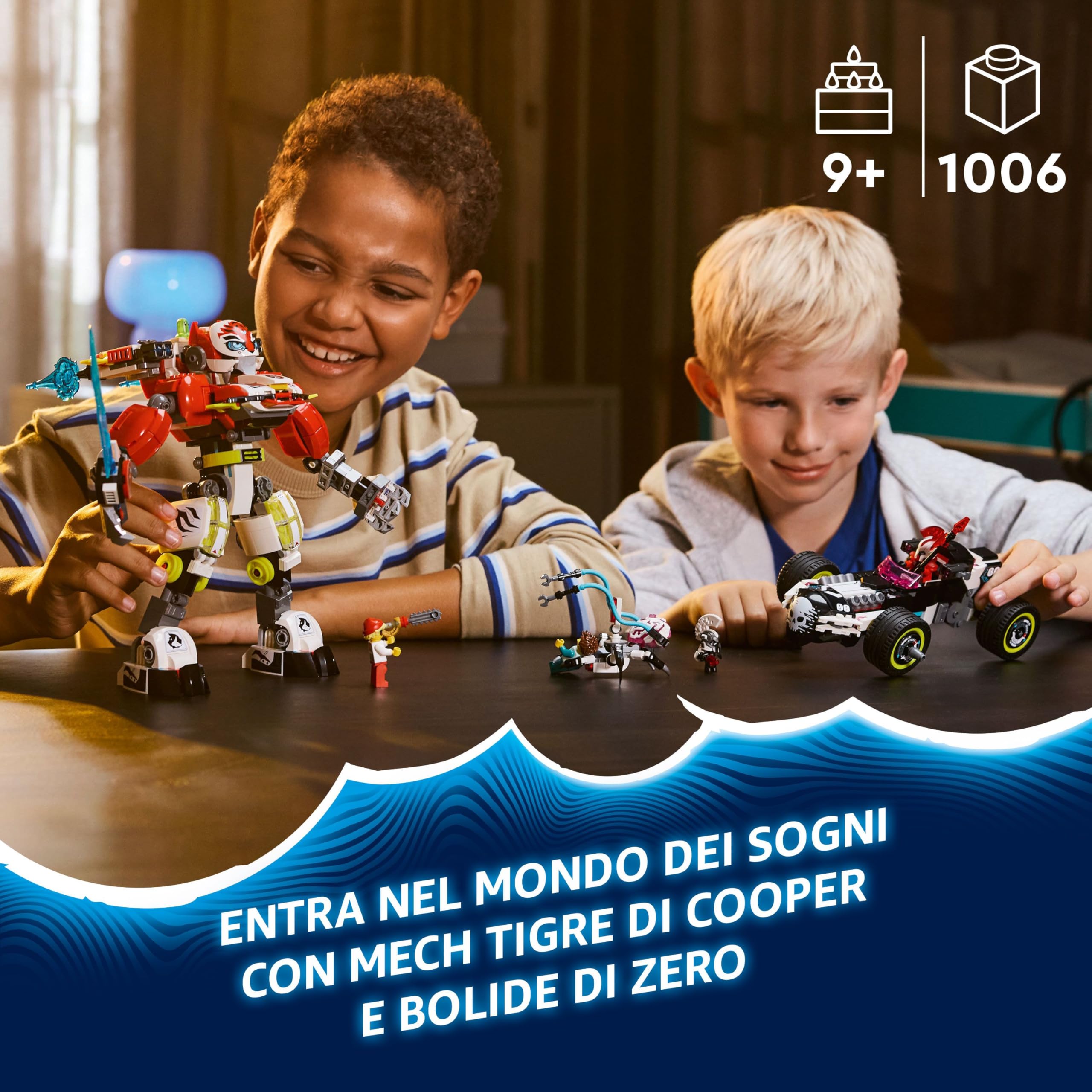 LEGO DREAMZzz Mech Tigre di Cooper e Bolide di Zero, Gioco di Ruolo per Bambini e Bambine da 9 Anni con Veicoli Trasformabili come Robot e Macchina Giocattolo, Idea Regalo di Compleanno 71497